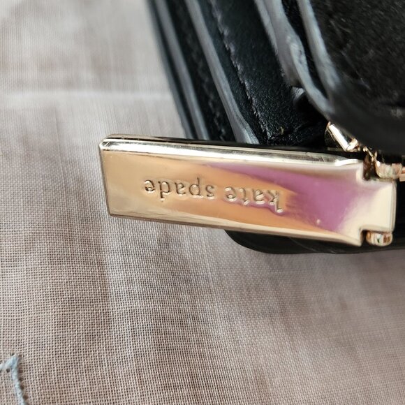 KATE SPADE NEW YORK GLITTER FABRIC AND SAFFING LEATHER TRIM BIFOLD WALLET - Picture 7 of 7